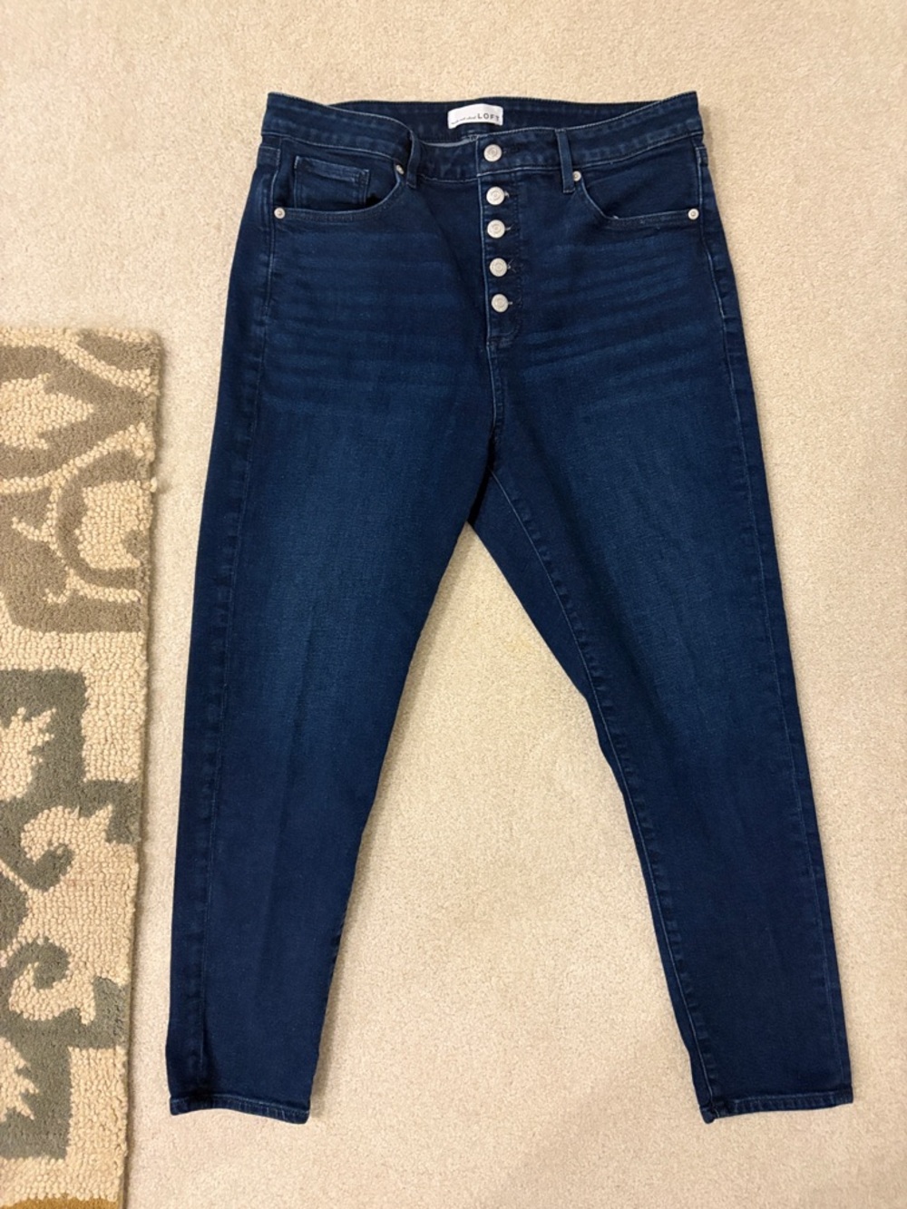 LOFT Dark Indigo High-Rise Button-Fly Jeans